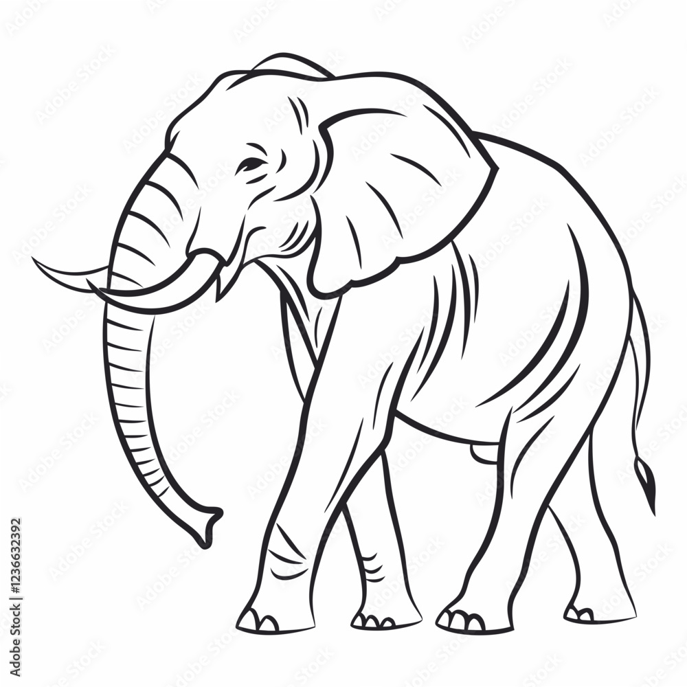 Obraz premium Simple a Elephant line art vector design white background