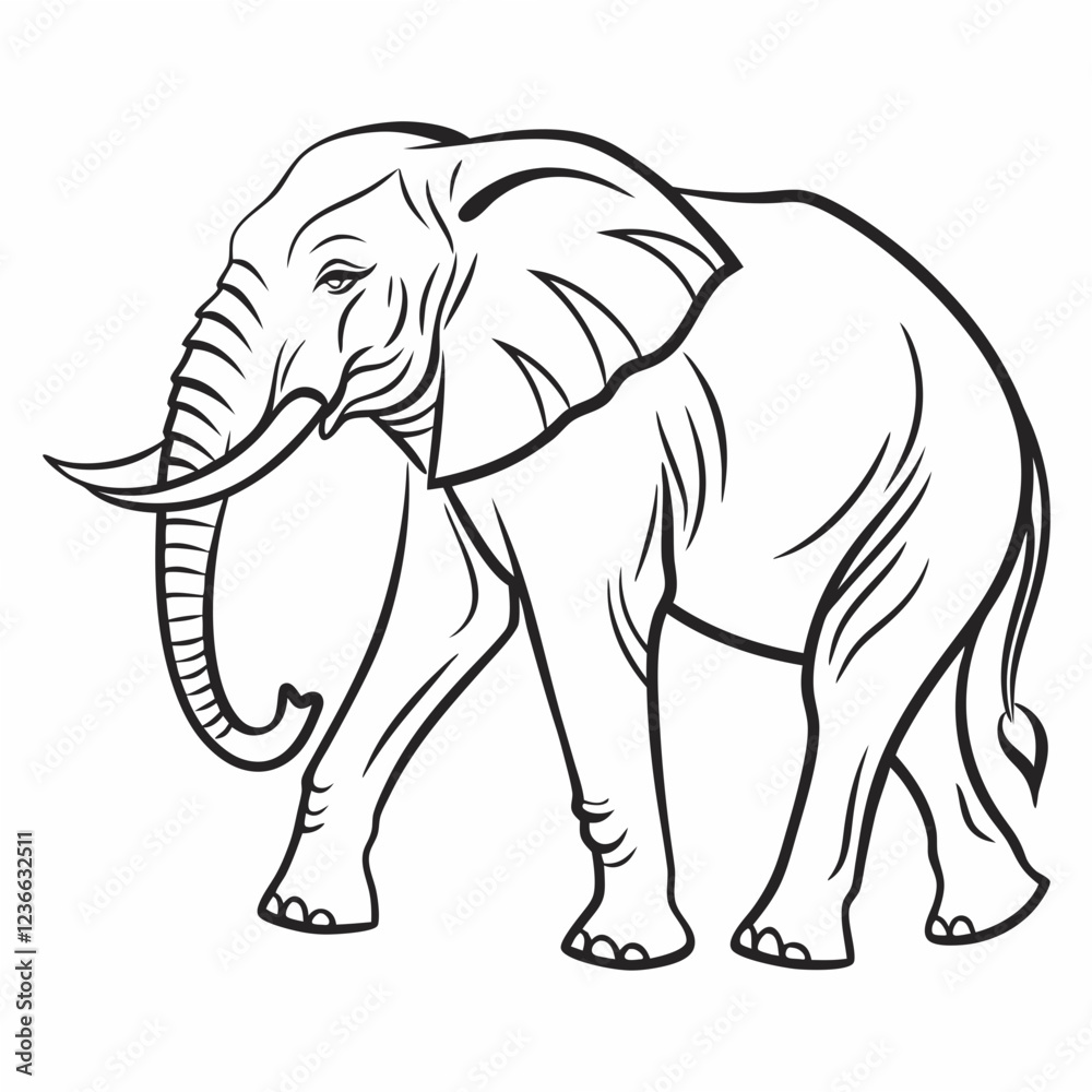 Obraz premium Simple a Elephant line art vector design white background