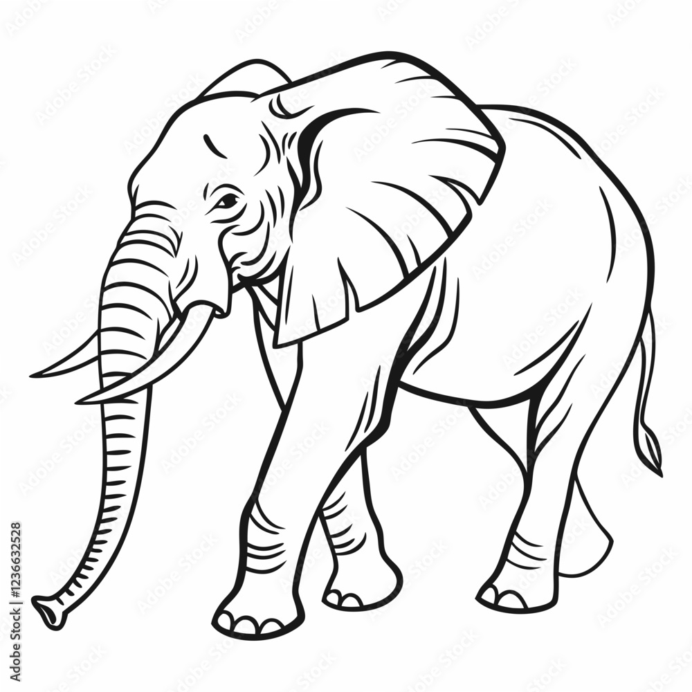 Fototapeta premium Simple a Elephant line art vector design white background
