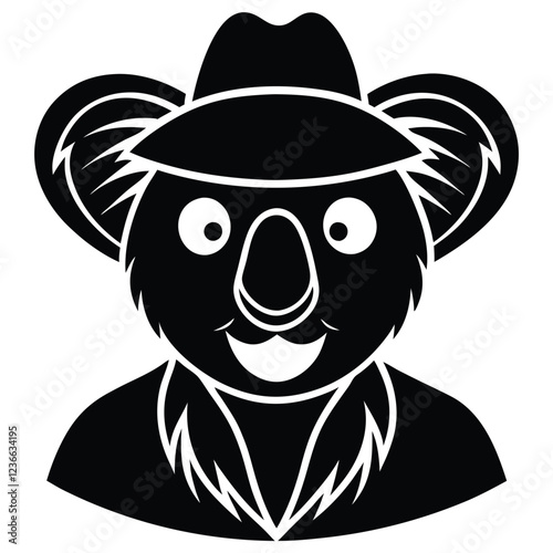 Funny koala head vector silhouette art illustration photo