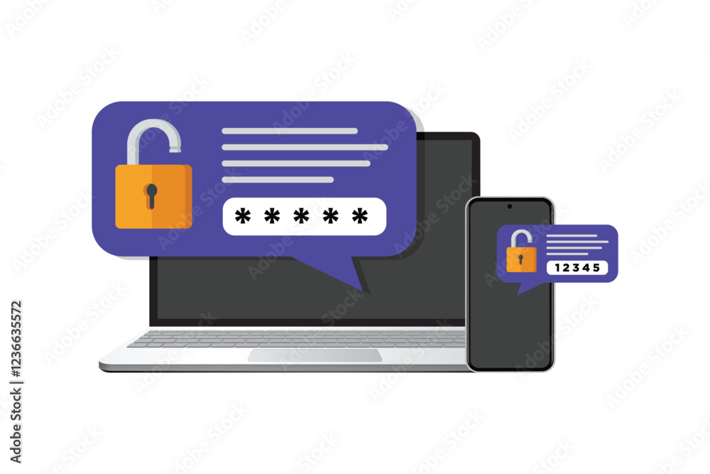 Fototapeta premium Two steps authentication. Verification code message on smartphone. Notice with code for secure login or sign in.