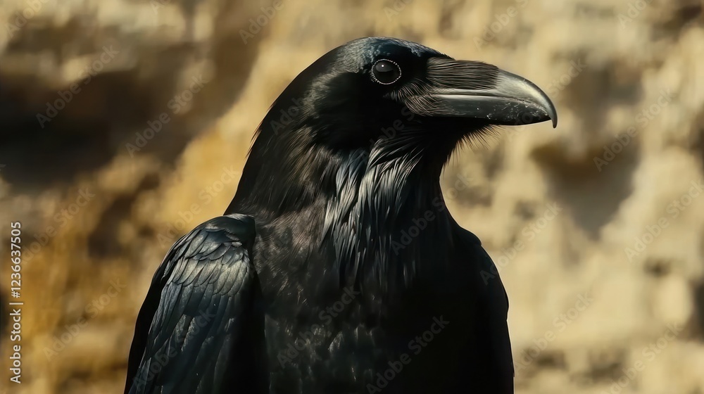 Fototapeta premium Majestic Raven Portrait: A Dark and Mysterious Bird