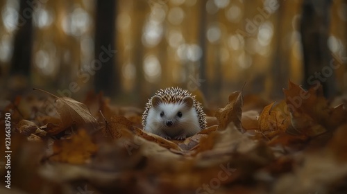 Hedgehog in Autumn Leaves: A Serene Forest Encounter