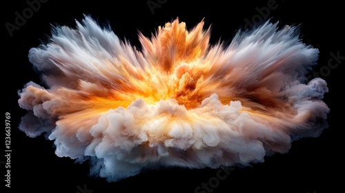 Explosive eruption of colorful clouds digital art abstract environment high-contrast viewpoint creative concept
