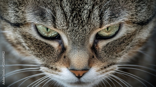 Intense Gaze: A Close-Up Portrait of a Tabby Cat