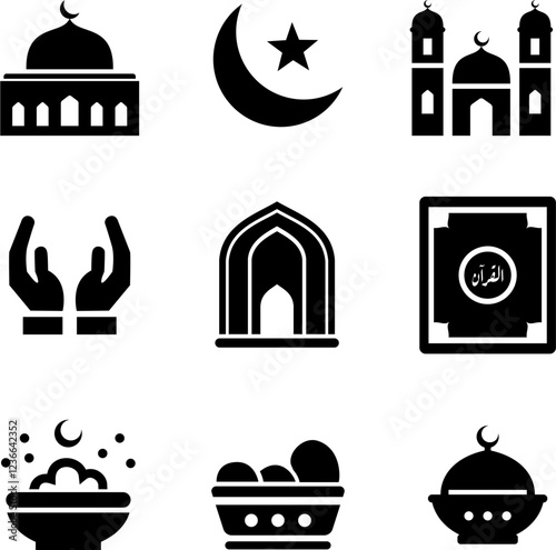 This pack of Ramadan elements with a simple style is perfect for Islamic theme design elements