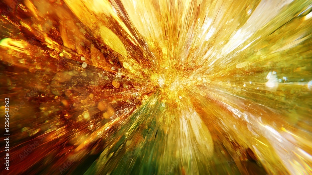 Fototapeta premium Abstract Golden Explosion of Light and Energy with Dynamic Motion and Bokeh