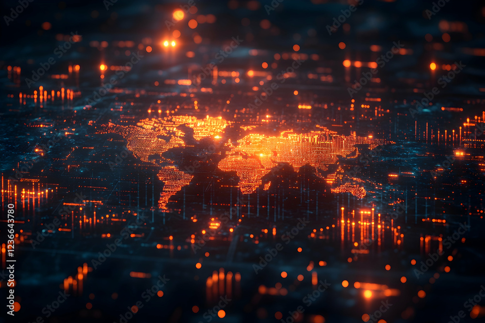Naklejka premium Global growth strategies illustrated on business charts.