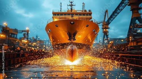Wallpaper Mural Shipyard Welding Sparks Illuminate New Vessel Construction Torontodigital.ca