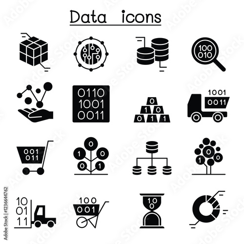 Database , Data & Graph icon set in thin line style