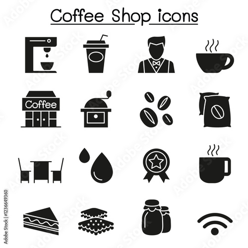 Coffee icon set in thin line style