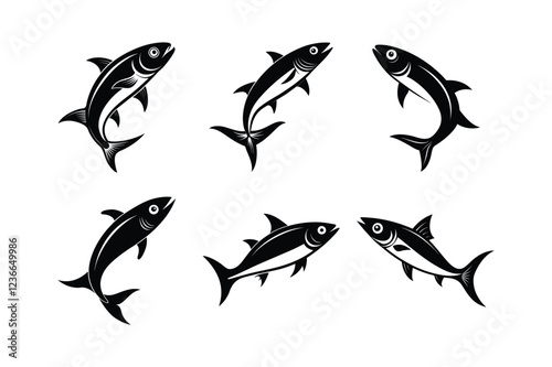 sardine fish design, labeled vector silhouette illustration.