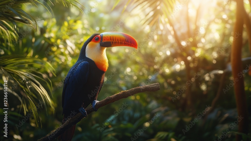 Obraz premium Vibrant Toucan in Lush Tropical Paradise