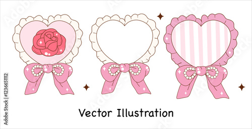 Heart Shape for Valentine's Day Heart Frame with Coquette Hearts Shape Cute Hearts Vector Illustration