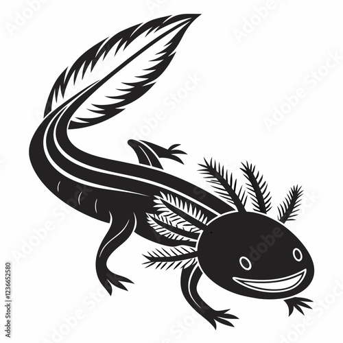 Axolotl vector silhouette black design white background