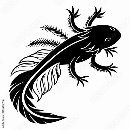 Axolotl vector silhouette black design white background