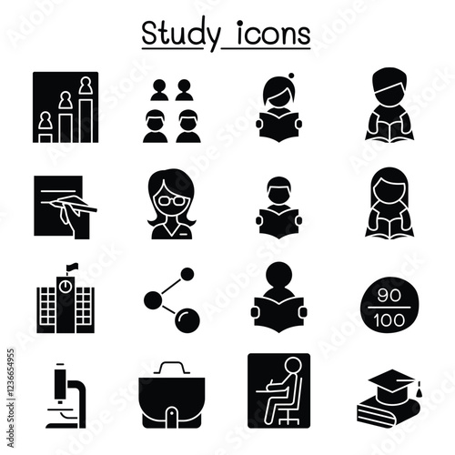 Learning , Study & Education icon set in thin line style