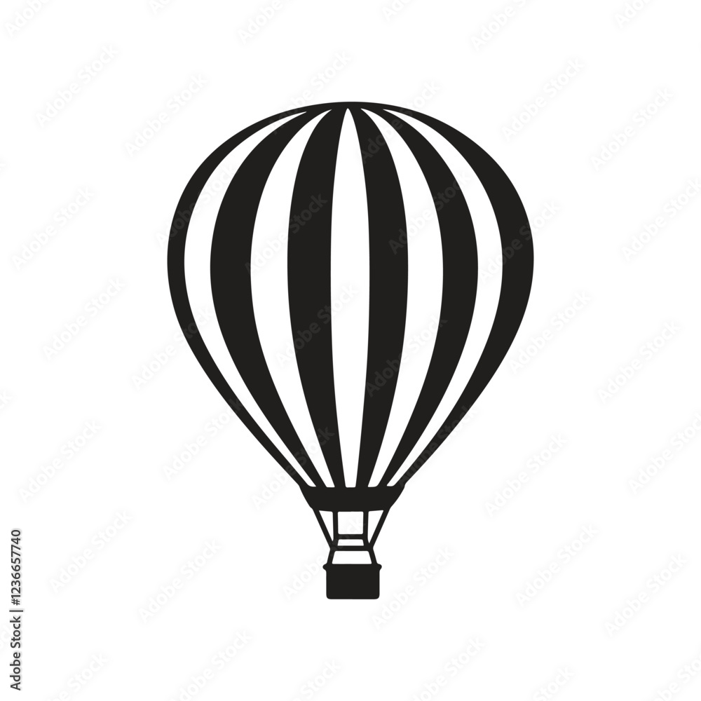 Naklejka premium vector of black silhouette of hot air balloon