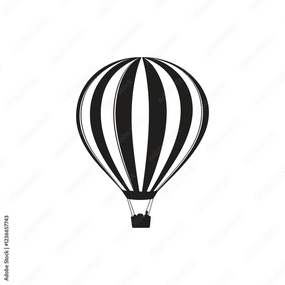 Obraz premium vector of black silhouette of hot air balloon