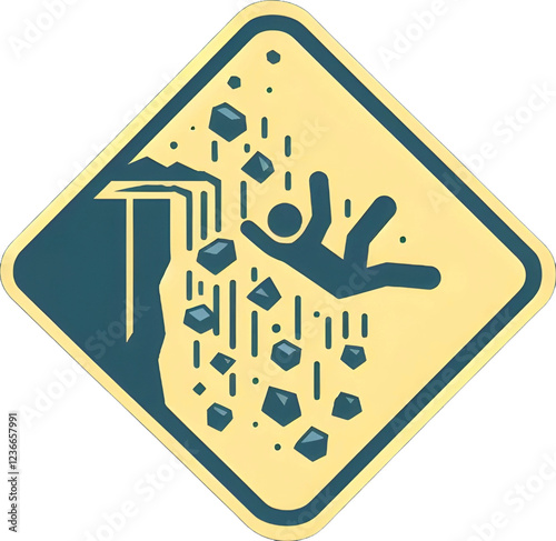 Cliff caution warning sign image, generative AI