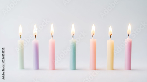 Candés à Paraffine Dans Des Teintes Pastel Pour Anniversaire Ensoleillé photo