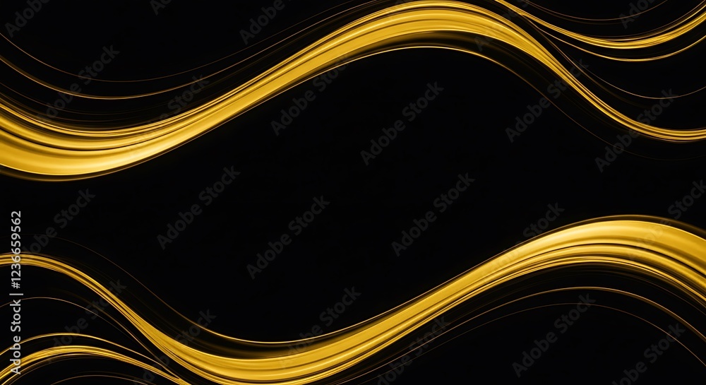Obraz premium Luxurious Golden Fluid Waves on Dark Textured Background