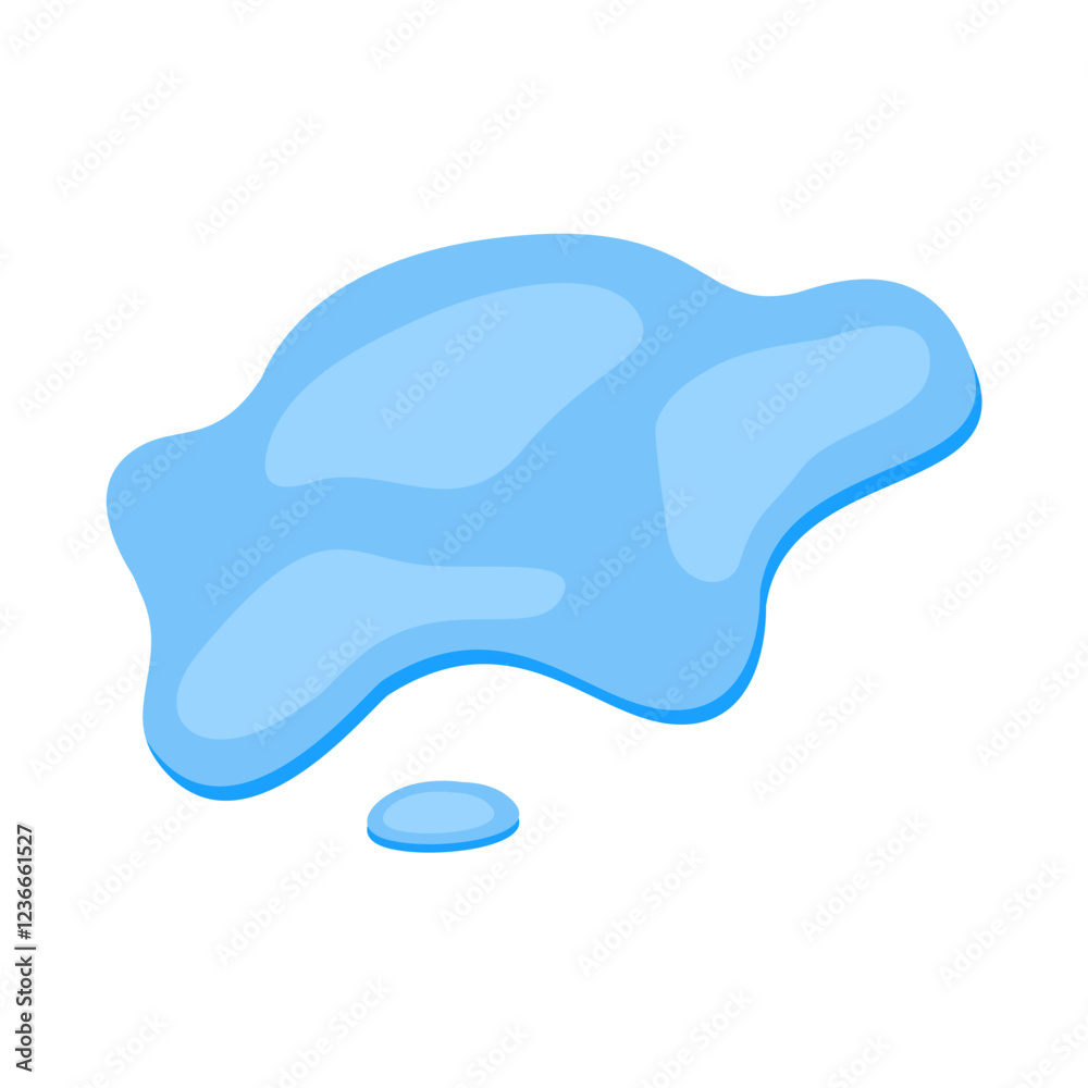 Puddle of water, spill liquid flat design. Vector illustration of a water puddle, featuring a simple and clean design Puddle of water, spill liquid flat design. Vector illustration of a water puddle, featuring a simple and clean design