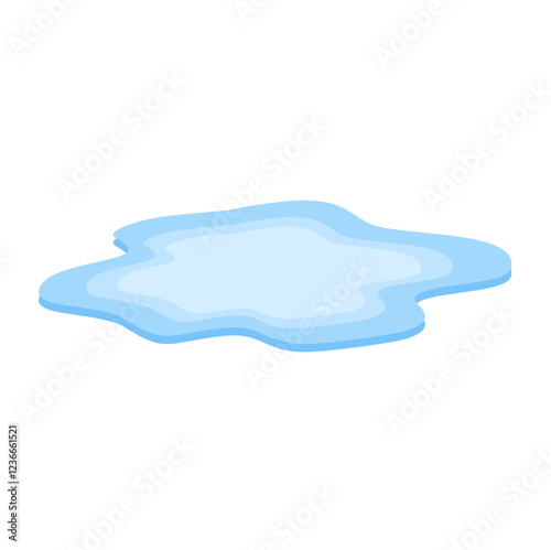 Puddle of water, spill liquid flat design. Vector illustration of a water puddle, featuring a simple and clean design