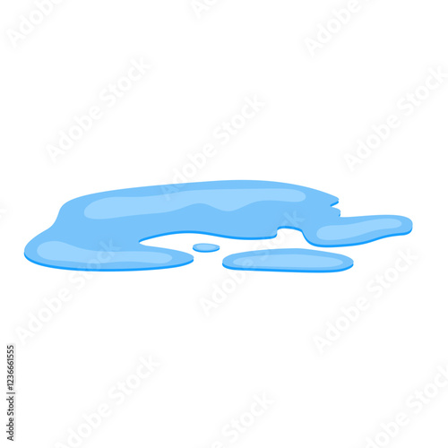 Puddle of water, spill liquid flat design. Vector illustration of a water puddle, featuring a simple and clean design