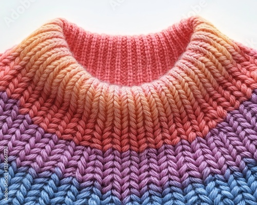 Elegant Pastel Knit Sweater on Isolated White Background