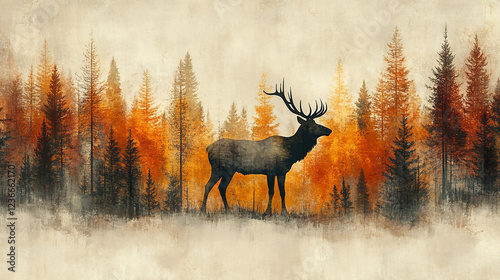 red deer in the morning