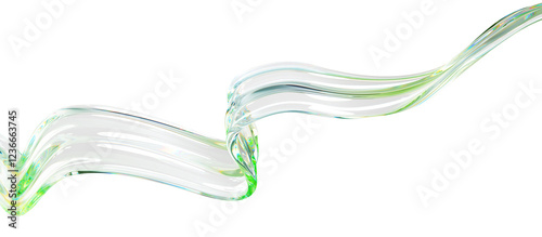 Schilderij op canvas 3d abstract liquid glass clear ribbon wave line isolated on transparent background render