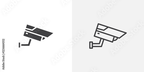 CCTV icon vector set in black flat and line stroke style