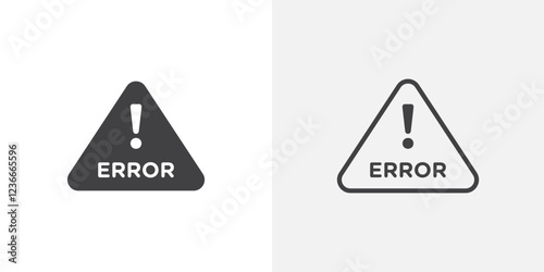 Error icon vector set in black flat and line stroke style