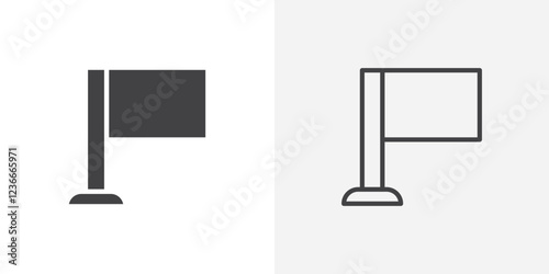 Flag icon vector set in black flat and line stroke style