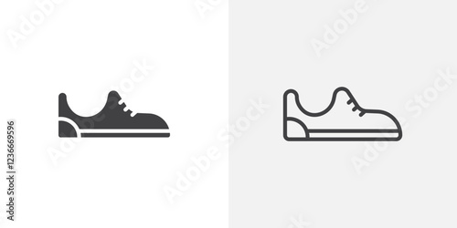 Shoes icon vector set in black flat and line stroke style