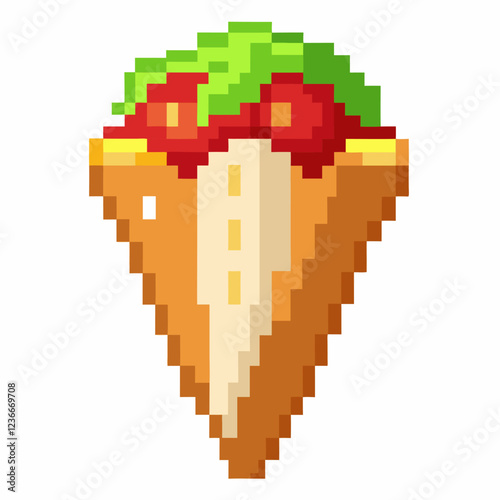 Pixel Art Pizza Slice with Toppings   Retro 8 Bit Gaming Icon