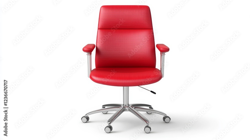 Obraz premium office chair with monochrome single red color in red background,single color, 3d Icon, 3d rendering, household objects