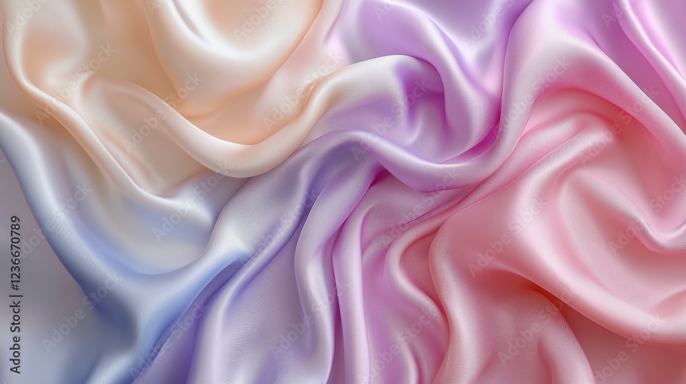 Fototapeta premium Soft and Flowing Silks in Pastel Shades of Light Blue, Pink, Lavender