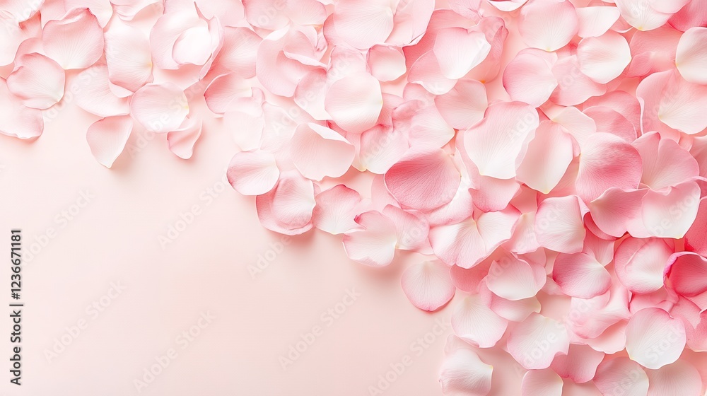Obraz premium Delicate Pink Rose Petals on Soft Pastel Background Romantic Floral Design Wedding Valentines