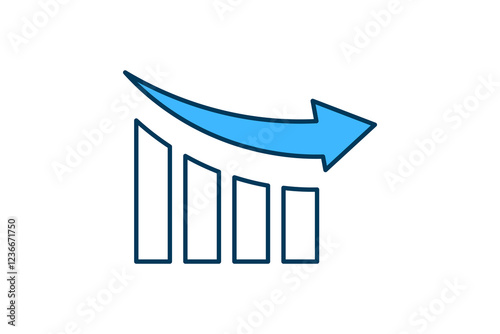 bar chart with arrow icon vector. Icon related to graph and seo . suitable for web site, app, user interfaces, printable etc. solid icon style. simple vector design editable