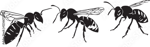 Set Bees. Hand drawn vector illustration	