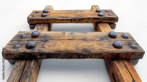 Wooden Three Tiered Picnic Table Bench photo