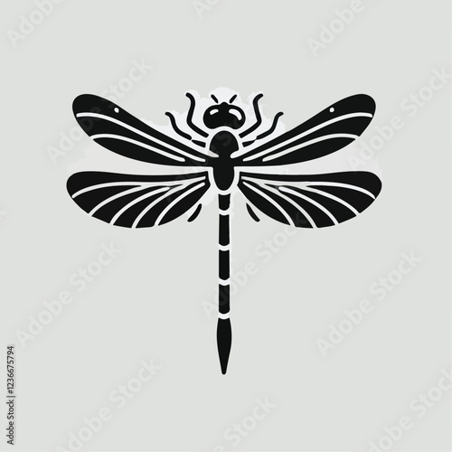 vector black silhouette of dragonfly insect