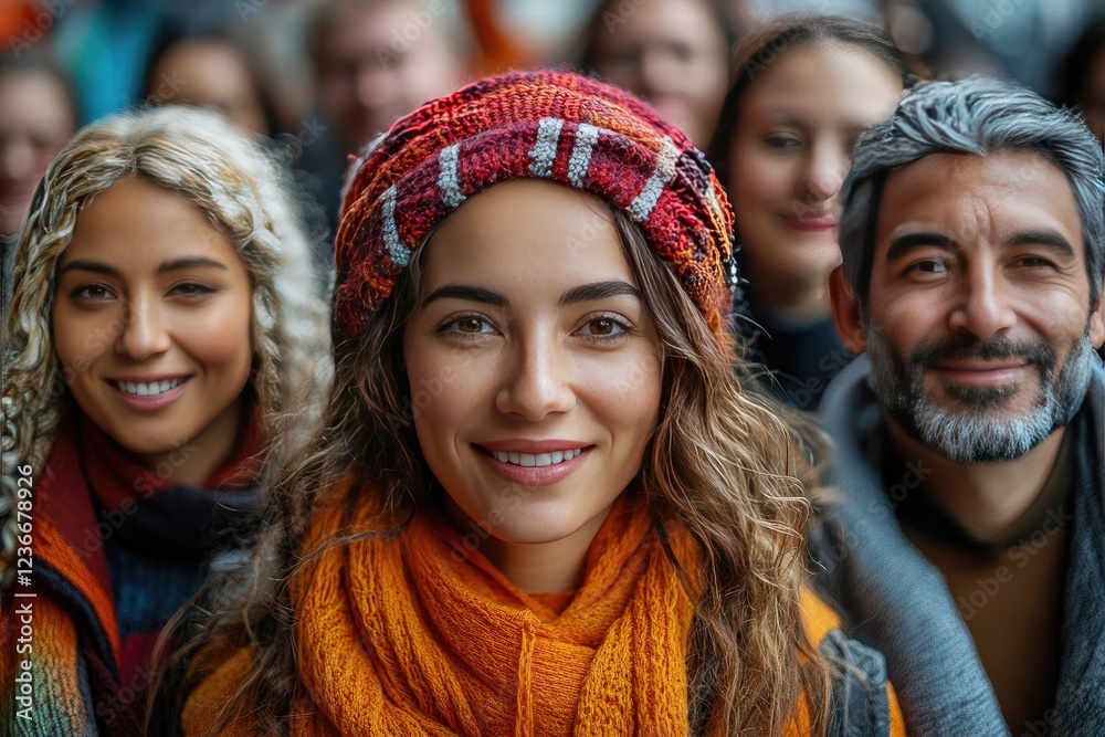 Diverse Group Portrait: Smiling People with Warm Lighting Diverse Group Portrait: Smiling People with Warm Lighting