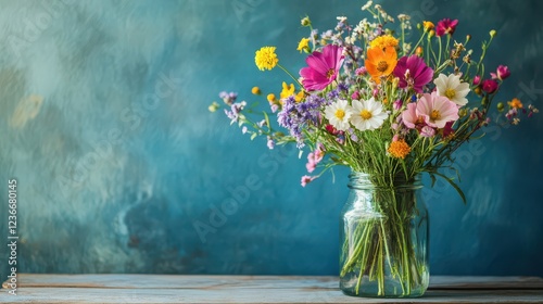 Wallpaper Mural Colorful Flower Bouquet in a Glass Vase Torontodigital.ca