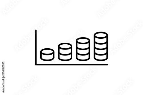 coin chart up icon. Icon related to graph and seo . suitable for web site, app, user interfaces, printable etc. line icon style. simple vector design editable
