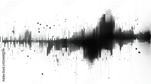 Artistic Black and White Representation of a Sound Wave Displaying Fluid Motion and Dynamic Rhythm Capturing the Essence of Sound in Visual Form Evoking Creativity and Imagination