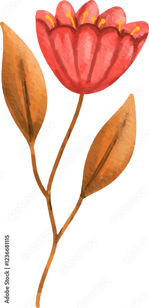 Fototapeta premium clip art watercolor illustration of colorful flowers petal and leaves for child daycare and nursery wallpaper