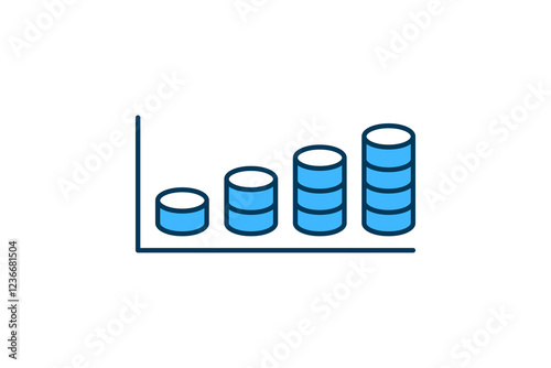 coin chart up icon. Icon related to graph and seo . suitable for web site, app, user interfaces, printable etc. flat line icon style. simple vector design editable